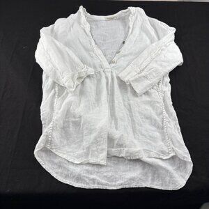 Laura Bianchi Womens White Linen & Cotton Blouse M Made In Italy